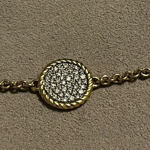Authentic David Yurman 18K Yellow Gold Diamond Pavé Disc Bracelet